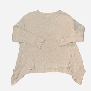 Heather Tan Asymmetrical Long Sleeve Flowy Shirt (Size Medium)
